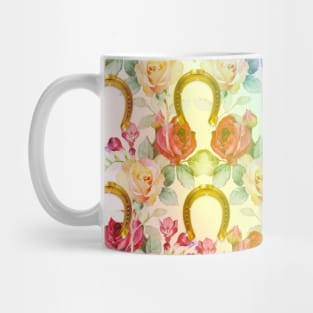 Pattern. Roses, Rainbow and Gold Horseshoes Mug